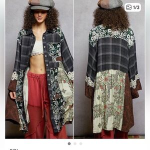 POL Multicolor Patchwork Button Down Shirt NWOT